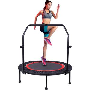 Trampoline, Portable Fitnes Foldable Trampoline in-Home Mini Rebounder, Exercise Trampoline for Kid/Adults, 40" Max Load 330lbs (Red with Handle)