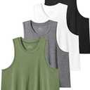 Star Vibe High Neck Flowy Crop Tank for Women Yoga Cropped Tank Tops Basic Sleeveless Athletic Workout Undershirt 4 Pack Large 