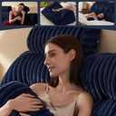 Rycwola Faux Fur Headboard Pillow with 2 Pack Neck Roll Pillow Large Headboard Pillow Soft and Supportive with Removable Cover (Blue, King)