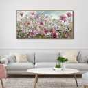 yiijeah Wall Art for Living Room Fower Bedroom Floral Canvas Framed Prints Pictures Colorful Wall Decor Watercolor Large Nature Wildflower Paintings 58x29 Inches
