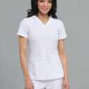 Dickies Women's Scrub Top V-Neck Top with 2 Pockets, Moisture Wicking and 360° Stretch Fabric - DK615 (White, XL)