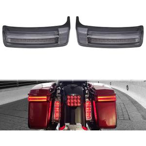 Motorcycle Saddlebag Tail Lights Run Brake LED Turn Signal Lamp Fit for Harley Touring Street Gilde Road Gilde Road King Electra Glide Ultra Limited 2014-2023 (Black Smoke)