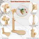 Embroidery Hoop Stand - Rotated Cross Stitch Stand Lap, Easy to Use Natural Beech Wood Embroidery Hoop Holder, Hands Cross Stitch Stand for Art Craft Sewing Needlework Projects