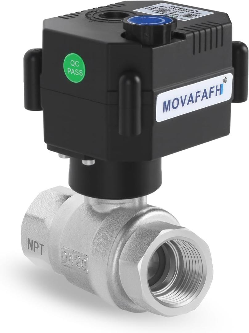 3/4" Motorized Ball Valve with Function - 9-24V DC Electric Water Valve Full Port,3 Wire 2 Point Automatic Ball Valve,Stainless Steel