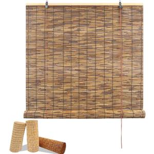 Glimer Reed Roll Up Blinds for Windows, Natural Reed Bamboo Shades for Indoor & Outdoor Use, Light Filtering Privacy Window Covering for Patio, Porch, Balcony, 23"W x 72"H