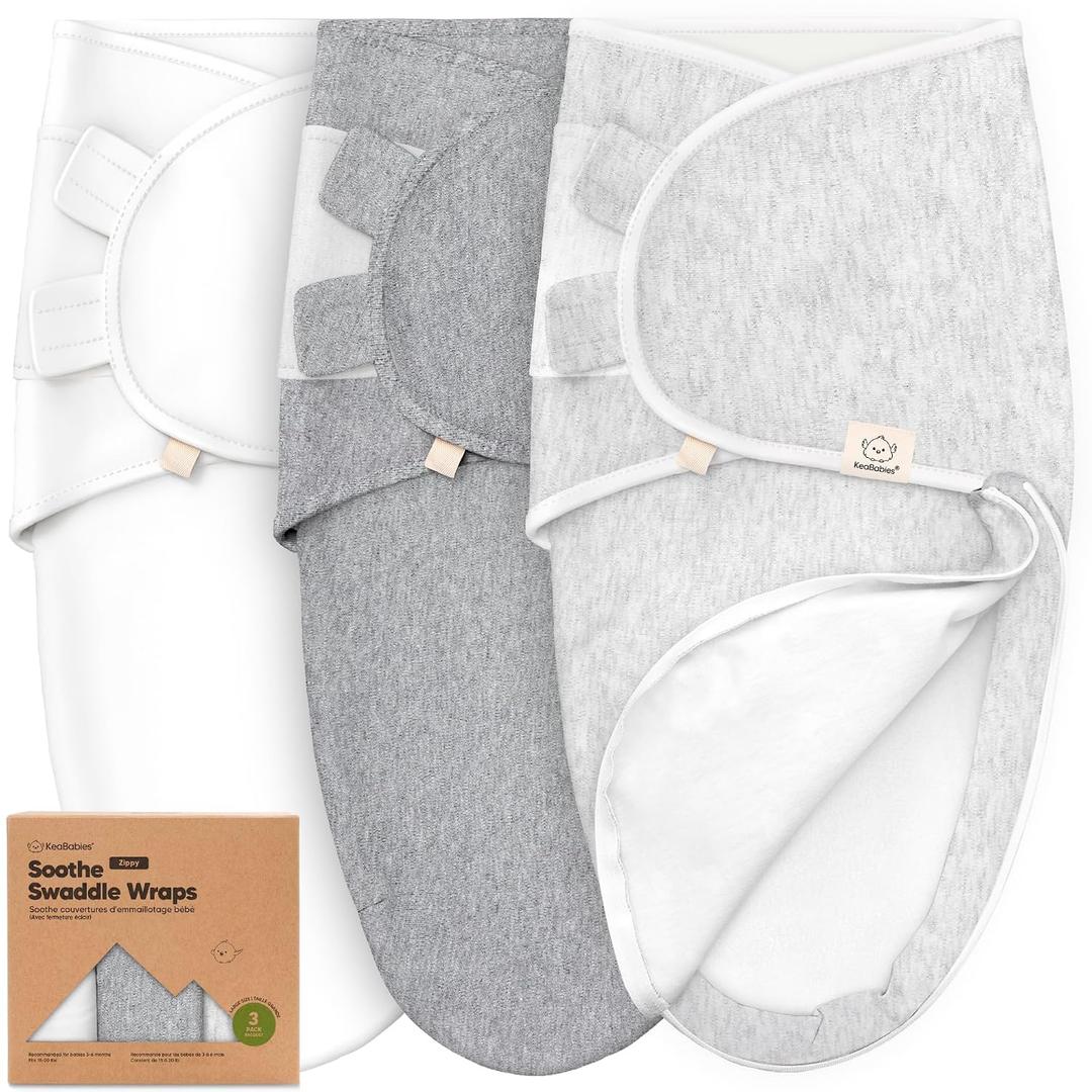 Baby Swaddle Sleep Sacks with Zipper - 3-Pack Swaddles for Newborns 3-6 Months, Infant, Baby Girls, Boys, Soft & Durable Newborn Sleep Sack, Easy Diaper Change Swaddling Blanket (Angelic, L)