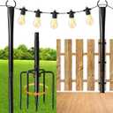 MuliVid 2 Pack 10FT Lighting Hanging Pole for Outside, Waterproof Hardened Metal Outdoor String Light Poles for Patio, Garden, Bistro, Wedding, Parties