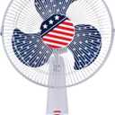 USA 250th Anniversary Celebration Fan, Hot Rod Design, 12 Oscillating Table Fan, 3 Speeds, 80 Wide Angle Oscillation, 35 Tilt Angle, Quiet Operation, ETL, Small