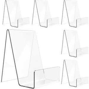 Aredpoook 6 Pack Acrylic Book Stand, Clear Easel Stand for Display, Book Display Holder, Display Stand for Album, CD, Magazine, Postcard, Picture, Plate, Artworks, Phone, Tablet
