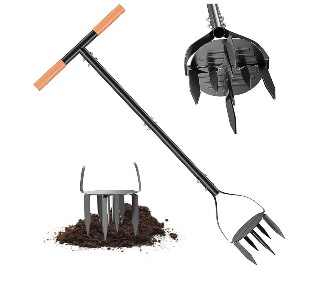 Garden Hand Tiller, 34.6 Inch Garden Claw Twist Tiller Cultivator, Garden Tools with 5.3 Inch Sharp Claw and Non-Slip Comfort Grip, Hand Tiller Garden Claw for Loosening Soil on Farms, Parks