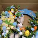 24" Large Easter Wreath for Front Door with Cute Rabbit Carrot Eggs Flowers Bow Sign, Farmhouse Spirng Easter Decoration for Home Porch Wall Mantel Window Outdoor Indoor Decor