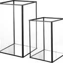 Phosphor Hurricane Camdle Holder Set of 2 Pieces, Black Glass Candle Holder for Wedding, Party, Holiday (5"L x 5"W x 7"H)