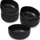 Sheffield Home Large Stoneware Cereal Bowls - Set of 6, 28oz Capacity - Dishwasher & Microwave Safe - 6" Diameter, Stylish & Functional for Everyday Use – Black