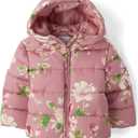 The Children's Place Baby and Toddler Girls' Medium Weight Wind-Resistant, Water-Resistant Puffer Jacket (4T, Mauve Floral)