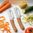 3 x 2 Packs Multi-Functional Vegetable Peeler for Kitchen with Wooden Handle and Bottle Opener, Ultra-Sharp Stainless Steel Blade Kitchen Tool for Veggie, Fruit, Potato, Carrot, Apple, Pumpkin, Papaya