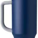 Owala Stainless Steel Triple Layer Insulated Travel Tumbler with Spill Resistant Lid, Straw, and Carry Handle, BPA Free, 40 oz, Dark Blue (Saltwater Starfish) (40 Ounces (Pack of 1))