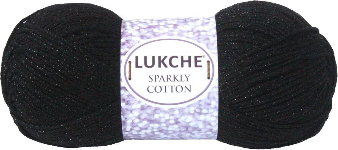 Sparkle Cotton Yarn  85% Cotton / 15% Metallic 3.5 oz, 262 Yards Crochet, Knitting, and Crafting Soft, Breathable Yarn for DIY Projects, Baby Clothes and Accessories (Black, 1 Skein)