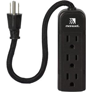Power Strip Wall Mountable - ETL Listed 3 Grounded Outlets 10 Inch Braided Short Cord Black Mini Power Strips with No Surge Protector AC 13A 125V 1625W Outlets Compact Extension for Travelling