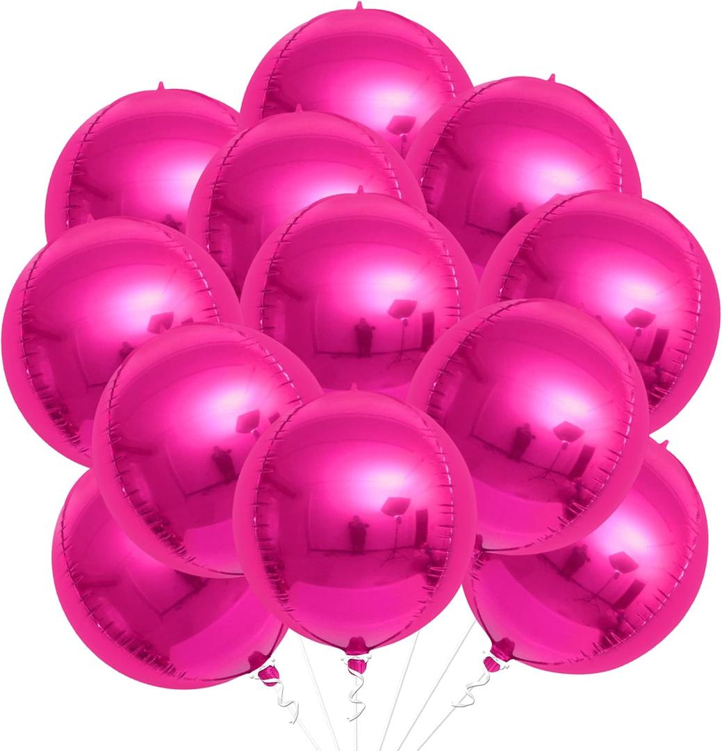 KatchOn, Large, Hot Pink Balloons - 22 Inch, Pack 12 | Foil Balloons, Hot Pink Balloon for Wedding Engagement Bridal Bachelorette Tropical Party Decorations | Gender Reveal Decor | Pink Birthday