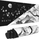 Black White Japanese Cherry Blossom Gaming Mouse Pad 31.5 x 11.8 Inch XL Pink Sakura Cool Design Big Mousepad Extended Large Laptop Keyboard Non-Slip Rubber Base with Stitched Edges for Home