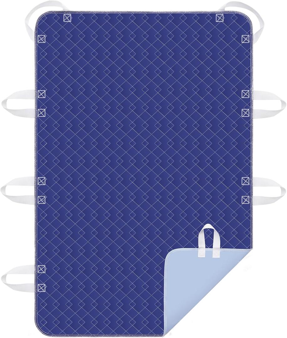 Positioning Bed Pads with 8 Handles for Elderly & Patients -34 x 52 Washable Reusable Incontinence & Repositioning Transfer Aid, Smart Sheet & Non-Slip Bed Pads