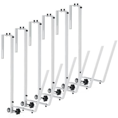 Reallnaive 6 Pcs Solar Cover Holder for Above Ground Pool Adjustable Solar Holder Metal Equipment Storage Hooks for Framed Above Ground Swimming Pools (White)