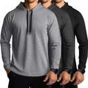 Ficerd 3 Pack Hoodies for Men Big and Tall, Lightweight Long Sleeve Workout Gym Running Fishing Pullover Hooded Sweatshirts (4X-Large, Gray, Dark Gray, Black)