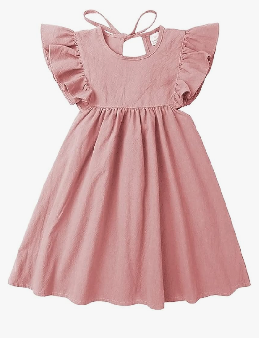 Toddler Baby Girl Dress Summer Cotton Linen Ruffle Halter Sleeveless Kids Casual Beach Party Dresses 2-7 Years