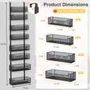 VyGrow Over the Door Organizer, 8-Tier Pantry Organizer with Fully Enclosed Mesh Baskets, Heavy-Duty Metal Hanging Spice Rack for Kitchen Bathroom Laundry Room, 2-in-1 Wall Mount or Door Mount, Black