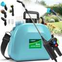 VAXMAY Battery Powered Sprayer 2 Gallon, Upgrade Electric Garden Sprayer with 3 Adjustable Speed, Battery Indicator, 4 Mist Nozzles, Rechargeable Handle, Retractable Wand, Shoulder Strap for Weed Lawn (Blue)