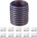10 Packs Solderless LED Strip Connector, Transparent Track Lighting Connectors, Wire Strip Lights, 16.4 Feet LED Strip for LED Pin Connector (4 Pin, 10 mm)