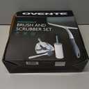 OVENTE 5pcs Scrub Brush Set with Wiper & Dustpan, Scrubbing Brushes for Household Use with Ergonomic Handle & Stiff Bristles Ideal for Cleaning Kitchen, Bathroom, Dishes, Tiles & Sink, White CTB018WGY