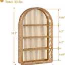 Rattan Wall Shelf - 4 Tier Boho Arch Hanging Shelves Handcraft Floating Shelf for Bathroom Living Room Wall Decor, 18.7" x 31.5"
