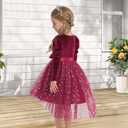 Luckrizyy Girls Velvet Christmas Dress Toddler Tulle Sequin Tutu Dresses Kids Winter Party Holiday Casual Princess Dress 2-7Y Red (Red)