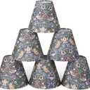 VIHOSE Set of 6 Clip-on Mini Chandelier Lamp Shades, William Morris Style Vintage Botanical Chandelier Shade for Candelabra Bulb, 2.95" x 5.91" x 5.12", Classic Decorative Lampshade