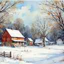 Country Winter Paint by Numbers Kit for Adults - DIY Snowy Red Barn and Rural Houses Painting on Canvas, Acrylic Paint Set, Suitable for Beginners, Art for Home Decoration or Gifts(16X20IN Framed)