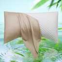 Cooling Curved Pillow Cases - Rayon Derived from Bamboo Side Sleeper Pillowcase Cover - Breathable Cool Silky Soft Pillowcase for Hot Sleepers Hair and Skin, King Size 1 Piece, 20 * 36 Inches Taupe