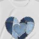 Women's Heart Patchwork Lemon Fruit Printed Summer T Shirt Short Sleeve Crewneck Graphic Tees Tops (L)