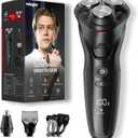Electric Razor for Men, rategist Rechargeable Electric Shaver, Waterproof Wet Dry Cordless Razor, Adjustable Speeds, with Nose Hair Trimmer, Sideburns Trimmer