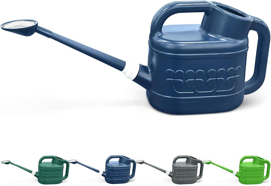 2 Gallon Watering Can for Outdoor Plants, Plant Watering Can with Removable Long Spout and Stainless Steel Sprinkler Head, Large Water Can for Garden Flowers Vegetables (Dark Blue)