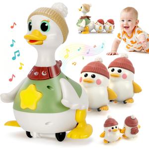KETIEE Tummy Time Baby Toys 6-12 Months: Musical Dancing Duck Family for Babies, Little Ducks Crawling Toy Set, Interactive Duck Infant Toys for 1-2rd Boys Girls Birthday
