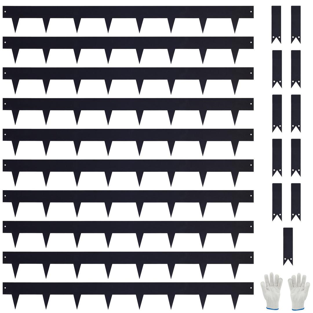 Pmango 10-Pack Galvanized Steel Landscape Lawn Edging 4.5 inch Height Black | Powder Coated Bendable Metal Strips - Hammer-in Edge Border - Yard Pathway Divider 40 inch Each(33Ft Total), #LYLB45BK-US