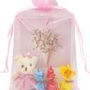 Jexila 50pcs Valentines Day Large Organza Bags 8X12 inch Pink Mesh Bags Drawstring Jewelry Gift Pouch for Baby Shower Birthday Wedding Party Favor Goodie Candy Bags (Pink)