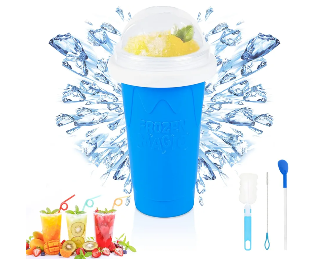 Slushie Maker Cup - TIK TOK Quick Frozen Magic Cup, Portable Double Layers Cool Slushee Maker For MilkShake,Juice,Ice Cream Make & More, Super Fun and Cool Stuff Gift For Kids,Friends & Family - Blue