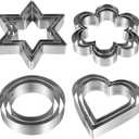 Metal Cookie Cutters Set 12 Pieces, Stainless Steel 3 Heart Cookie Cutters, 3 Star Cookie Cutters, 3 Flower Cookie Cutters, 3 Round Cookie Cutters for Valentine's Day Christmas Holiday
