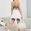 RUNNING GIRL Y-Back Sports Bras for Women, Medium Impact Wirefree Padded Bra Workout Crop Top Longline Sports Bra Push up (L)