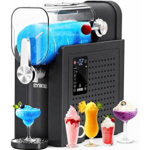SYINTAO 2-in-1 Slushie & Soft Serve Ice Cream Maker, No-Ice-Needed Frozen Drink Machine with LED Display, 6 Preset Modes, Auto-Clean & Delay Timer Gift for Family (Black)