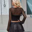 Avidlove Sheer Tops for Women Mesh Long Sleeve Tops Y2k Top Sexy Clubwear Concert Outfits Black XL