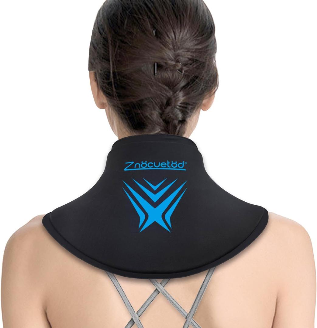Neck Ice Pack Wrap Reusable Gel Ice Packs for Cervical Injuries Pain Relief, Flexible Cold Hot Compress Therapy for Shoulder Swelling, Bruises, Stiff Neck, Migraine, Surgery Recovery (One Size)