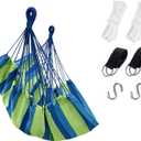 KPX Ourdoor Hanging Hammock Chair  Comfortable Tree Swing Chair Large Size 110X130cmWithout Pillows - 330 Lbs Weight Capacity (Blue/Green)